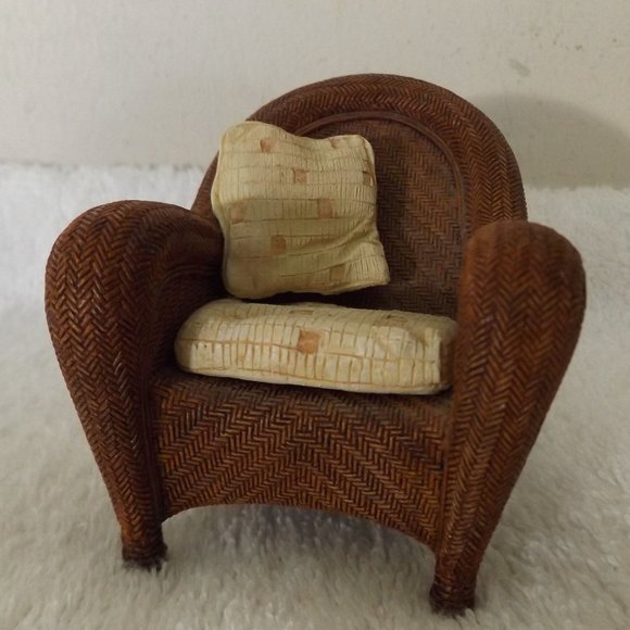Take a Seat Raine Miniature Dollhouse Willetts Design Wicker Chair 3” h x 2.75”w - Picture 1 of 8